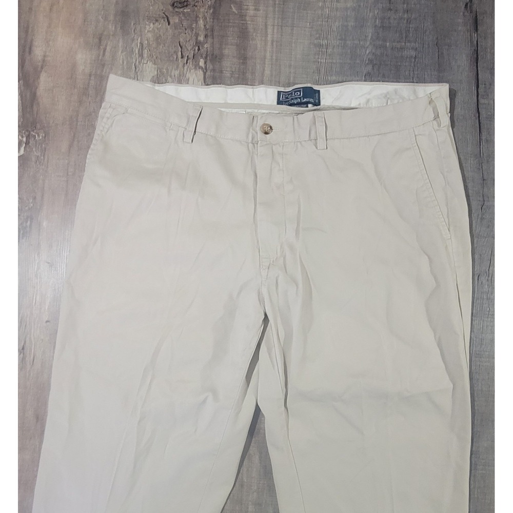 Polo Ralph Lauren Mens 40x30 Beige Suffield Pant Flat Front Cotton Dress Pants